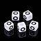 Letter Acrylic Beads, Cube, White, Letter O, Size: about 7mm wide, 7mm long, 7mm high, hole: 3.5mm, about 2000pcs/500g