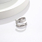 Non-Tarnish Stainless Steel Cuff Rings, Word, Stainless Steel Color, 4mm