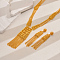 Luxurious Elegant Zinc Alloy Middle Eastern Style Leaf Tassel Earrings & Necklaces Set, Golden