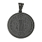 Ion Plating(IP)Trendy Necklace Findings Flat Round with San Benito 304 Stainless Steel Pendants, Black, 33x30x1.5mm, Hole: 8x5mm
