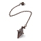 Brass Dowsing Pendulum Big Pointed Cone Pendants, with Lobster Claw Clasps and Chain, Rack Plating, Red Copper, 220mm, Hole: 2mm