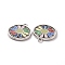 Alloy Enamel Pendants, Rotatable, Flat Round with Flower Charm, Platinum, 29x26x3mm, Hole: 3mm
