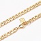 Men's Brass Cuban Link Chain Necklaces, with Lobster Claw Clasps, Long-Lasting Plated, Textured, Word Good Luck, Real 18K Gold Plated, 22-1/4 inch(56.5cm)