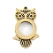 Ion Plating(IP) 304 Stainless Stee Locket Pendants, with Glass, Owl Charm, Real 18K Gold Plated, 38.5x23.5x6mm, Hole: 2.2mm