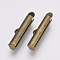 Brass Slide On End Clasp Tubes, Slider End Caps, Cadmium Free & Nickel Free & Lead Free, Antique Bronze, 6x20x4mm, Hole: 1x3mm, Inner Diameter: 3mm