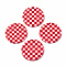 Opaque Cellulose Acetate(Resin) Pendants, Flat Round with Grid Pattern, Red, 27.5x27.5x2.5mm, Hole: 1.4mm