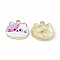 Painted Alloy Pendants, Cat Charm, Cadmium Free & Nickel Free & Lead Free, Golden, Orchid, 18x20x2.5mm, Hole: 2.3mm