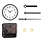 Plastic Long Shaft Clock Movement Mechanism, with Aluminum Pointer, Black, 56x56x16mm, Pin: 12x6mm