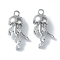 Ocean Collection Theme Jewelry, Brass with Cubic Zirconia Charms, Cadmium Free & Nickel Free & Lead Free, Real Platinum Plated, Jellyfish, 17x9x5mm, Hole: 1.2mm