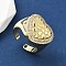 Heart Brass Micro Pave Cubic Zirconia Cuff Rings for Women, Cadmium Free & Lead Free, Rack Plating, Real 18K Gold Plated, 18x19.5mm, Inner Diameter: 18.4mm
