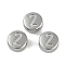 Anti-Tarnish 304 Stainless Steel Beads, Flat Round with Number 2, Stainless Steel Color, 7x3.8mm, Hole: 1.8mm