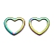 Ion Plating(IP) 304 Stainless Steel Linking Rings, Heart, Rainbow Color, 20x21.5x1.4mm, Inner Diameter: 16x17mm