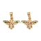 Brass Micro Pave Cubic Zirconia Pendants, Cadmium Free & Lead Free, with Enamel, Bees Charms, Real 18K Gold Plated, Colorful, 11.5x15.5x2.5mm, Hole: 4.5x2mm