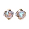 Handmade Polymer Clay Indonesia Beads, Round with Heart, with Alloy Core & Resin Rhinestone, Light Gold, 18x18mm, Hole: 1.8mm