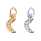 12Pcs 2 Colors Brass Micro Pave Cubic Zirconia Charms, Moon, Clear, Mixed Color, 9.5x5x2mm, Hole: 3mm