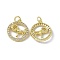 Real 18K Gold Plated Brass Micro Pave Clear Cubic Zirconia Pendants, Cadmium Free & Nickel Free & Lead Free, with Jump Ring, Ring with Constellation Charms, Aries, 18.5x16x3mm, Hole: 3.4mm