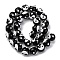 Handmade Lampwork Beads, Hand Drawn Beads, Round with Yin-yang, Black, 12~12.5x11.5mm, Hole: 1.5mm