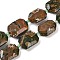 Natural Rhyolite Jasper Beads Strands, Faceted, Rectangle, with Seed Beads, 21~22x15~17x7~8mm, Hole: 1mm, about 16~20pcs/strand, 15.35~15.75''(39~40cm)