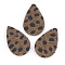 PU Leather Pendants, with Faux Horsehair Fabric, Teardrop with Spot Pattern, Dark Goldenrod, 39x25x2mm, Hole: 1.5mm