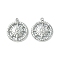 Non-Tarnish 304 Stainless Steel Charms, Flat Round with Sun Charms, Stainless Steel Color, 14x12.5x2mm, Hole: 1mm