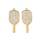 304 Stainless Steel with Crystal Rhinestone Pendants, Racket, Ion Plating(IP), Real 18K Gold Plated, 28x11x2mm, Hole: 1.4mm