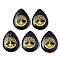 Synthetic Blue Goldstone Pendants, Teardrop with Tree of Life Pattern, 32~33.5x25~26x6.5~7.5mm, Hole: 2mm, 6pcs/bag