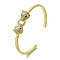 Brass Pave Clear & Green Cubic Zirconia Leopard Open Cuff Bangle for Women, Real 18K Gold Plated, Inner Diameter: 1-7/8x2-3/8 inch(4.9x5.95cm)
