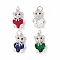 Brass Micro Pave Cubic Zirconia Pendants, with Jump Rings, Cadmium Free & Lead Free, Long-Lasting Plated, Platinum, Bear, Mixed Color, 18x10.5x6.5mm, Hole: 3mm