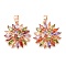 Brass Pave Cubic Zirconia Pendants, Long-Lasting Plated, Flower, Rose Gold, 21x19.5x6mm, Hole: 5.5x3mm