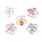 Wire Wrapped Glass Pendants, with Brass Findings, Flower, Light Gold, 30.5x29x5mm, Hole: 2mm