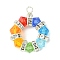 Faceted Glass Copper Wire Wrapped Pendants, Round Ring Charms, Colorful, 24.5x21x6mm, Hole: 2.2mm
