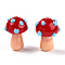 Handmade Lampwork Beads Strands, Mushroom, Red, 15~16.5x11.5~13mm, Hole: 2mm