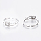 Brass Micro Pave Clear Cubic Zirconia Cuff Rings, Open Rings, Safety Pin Shape, Nickel Free, Real Platinum Plated, Size 5, Inner Diameter: 16mm
