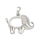 Brass Pendant Cabochon Settings, Animal Series, Platinum, Elephant, 23x30x8mm, Hole: 8mm, tray: 13x15mm