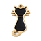304 Stainless Steel Pendants, with Enamel, Golden, Cat Shape, 16x9.5x1.5mm, Hole: 1mm