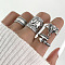 4Pcs Elephant Zinc Alloy Cuff Finger Rings Set, Antique Silver, Inner Diameter: 17mm & 18mm