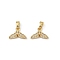 Brass Micro Pave Cubic Zirconia Charms, Cadmium Free & Lead Free, Fishtail, Real 18K Gold Plated, 8.5x13x2.5mm, Hole: 5x3mm