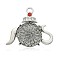 Tableware/Teapot Platinum Plated Alloy Resin Pendants, with Rhinestones, Gray, 26.5x30x5mm, Hole: 2.5mm