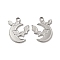 Non-Tarnish 304 Stainless Steel Pendant, Moon with Bat Charm, Stainless Steel Color, 20x16x1.5mm, Hole: 3mm