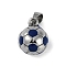 Trendy Necklace Findings 304 Stainless Steel FootBall/Soccer Ball Pendants, Stainless Steel Color, Blue, 15x11mm, Hole: 3x6mm