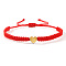 304 Stainless Steel Heart with Letter Bead Braided Bead Bracelets, Adjustable Nylon Cord Braided Bracelets for Couple Friendship, Gold, Letter B, 7-7/8 inch(20cm), Inner Diameter: 11 inch(28cm)