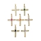 Real 18K Gold Plated Brass Micro Pave Cubic Zirconia Pendants, with Glass, Cadmium Free & Nickel Free & Lead Free, Cross, Mixed Color, 41x28x5mm, Hole: 3.3x3.8mm