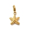 304 Stainless Steel Pendant Decorations, Ion Plating(IP), with Lobster Claw Clasp, Real 14K Gold Plated, Starfish, 16x12.5x2.5mm