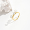Simple Style Brass Pave Cubic Zirconia Open Rings, with Round Imitation Pearl, Golden, Inner Diameter: 16~18mm