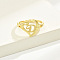 Brass Alphabet Adjustable Rings for Women, Cadmium Free & Nickel Free & Lead Free, with Heart, Letter D, 17mm, US Size 6 1/4(16.7mm)