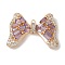 Brass Micro Pave Cubic Zirconia Pendants with Glass, Bowknot Charms, Cadmium Free & Nickel Free & Lead Free, Purple, 22x31x6mm, Hole: 1.2mm