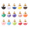 45Pcs 15 Colors Glass Ball Pendants, with Star Glitter Sequins and Golden Plated CCB Plastic Cup Peg Bails, Round, Mixed Color, 20.5x15mm, Hole: 2.5mm, 3pcs/Color