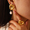 Knot 304 Stainless Steel Fresh Water Pearl Stud Earrings & Cuff Rings Sets, Golden, Earrings: 43x24mm