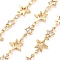 Handmade Glass Star Link Chains, with Brass Findings, with Spool, Soldered, Real 18K Gold Plated, Star: 12.5x8x1mm and 10x5.5x2mm, about 16.40 Feet(5m)/Roll