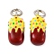 Rack Plating Brass Pendants, with Enamel and Jump Ring, Long-Lasting Plated, Candy Charm, Platinum, 14x6.5mm, Hole: 3mm